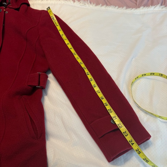 St John’s Bay Dark Red Wool Cashmere Blend Coat w/ Hood Lined Medium READ - Picture 10 of 15